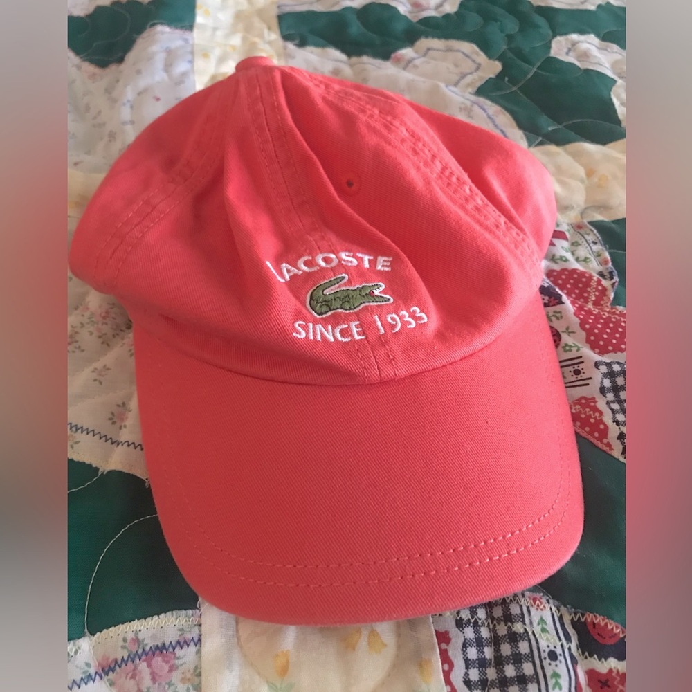 Salmon Lacoste cap one size in good condition